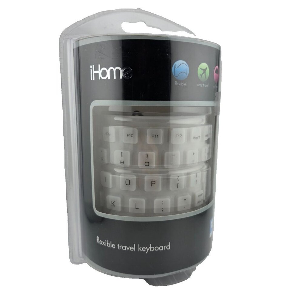 iHome White‎ Spill-Proof Flexible Portable Travel USB Enabled Keyboard NEW